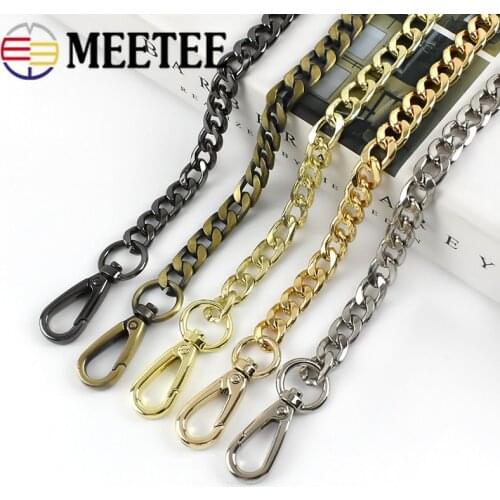 Meetee 60/100/110/120cm Handbag Metal Chains with Buckles DIY Bags Purse Replacement Shoulder Straps Hardware Parts Accessories