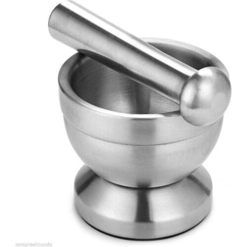 36 PCS Double Stainless Steel Metal Mortar Salt And Pestle Pedestal Bowl Garlic Press Pot Herb Mills Pepper Spice Grinder Pot