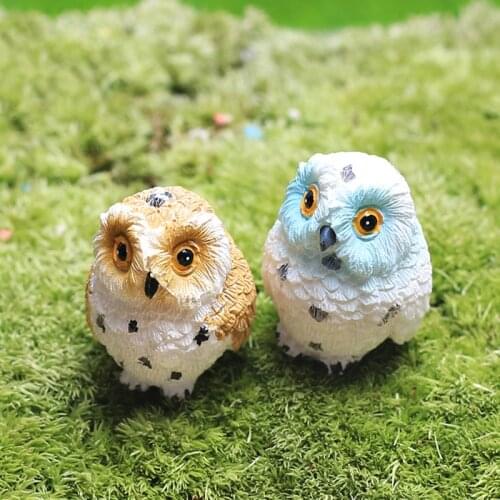 Kawaii Artificial Owls Animal Resin Miniatures Figurine Craft Bonsai Pots Home Fairy Garden Ornament Mini Garden Decorations