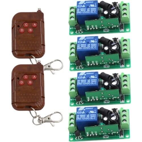 Mini Remote Control Switch Micro Contactless RF 4Receiver +2Transmitter Contactless Control System No Noise Learning