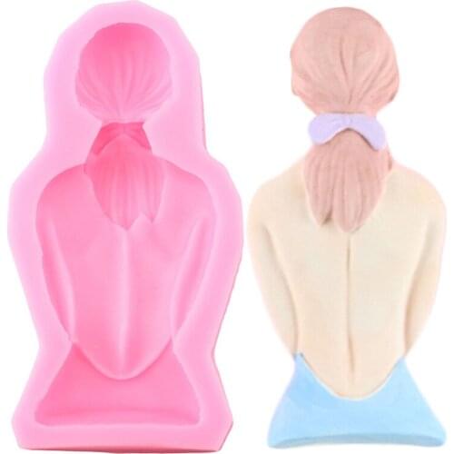 Fashion Ladies Silicone Mold Girl Cake Topper Fondant Wedding Cake Decorating Tools Candy Chocolate Mould Baking Tools For Cakes