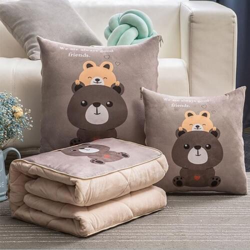 Cartoon Cushion Quilt Office Cushion Nap Blanket Portable Foldable Square Pillow Dual-purpose Car Coral Fleece Travel SHARK