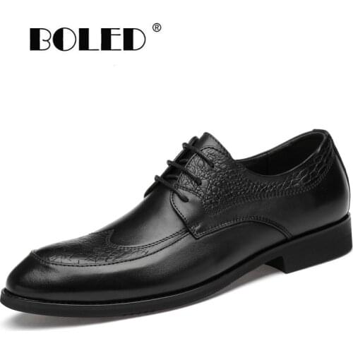 Genuine Leather Men Shoes Lace-Up Wedding Shoes For Men Oxfords Handmade Pointed Toe Dress Business Shoes Men