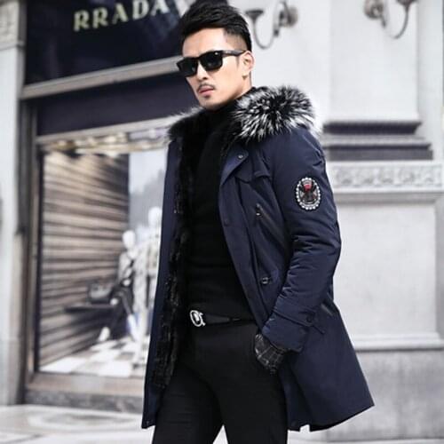 2021 Winter New Men Warm Coats Removable Mink Bladder Hooded Fashion Coat Male Business Casual Thicken Trench Outerwear 6XL