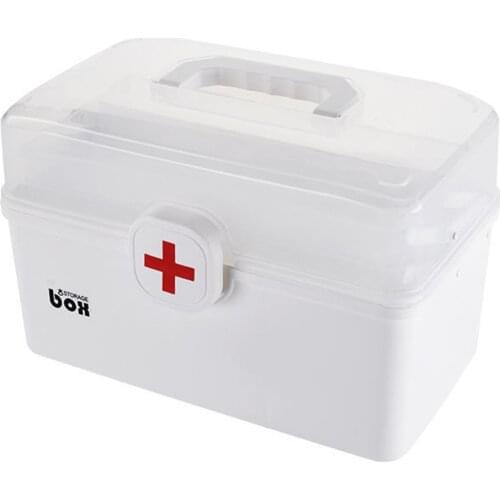 First Aid Kit Box Medicine Box Plastic Container Emergency Kit Portable 2Layer Large Capacity Medical Storage Organizer