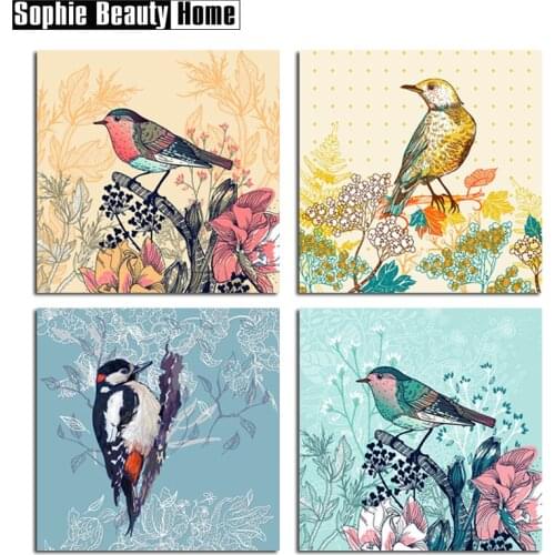 New Real 5D DIY Diamond Embroidered Smart Birds Mosaic Cross-stitch Diamond Painting Elegant Home Wall Decoration 051809