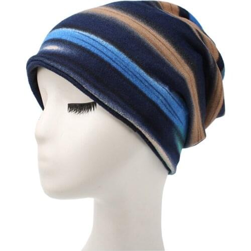 Autumn Winter Women Cotten Knit Warm Hat Female Casual Outdoor Sport Hip-Hop Color Stripes Rainbow Cap Skullies Beanies R86