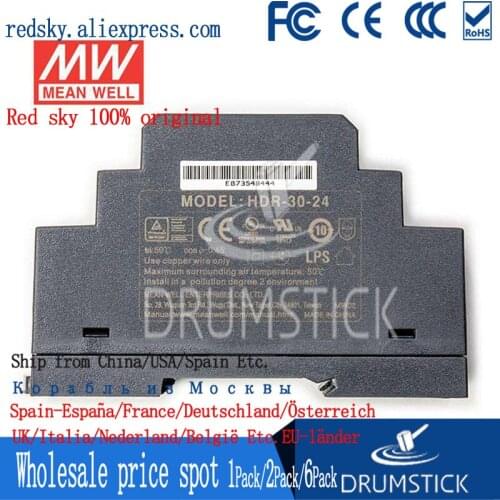 Ship from RU) 6Pack MEAN WELL HDR-30-24 24V 1.5A meanwell HDR-30 36W Single Output Industrial DIN Rail Power Supply