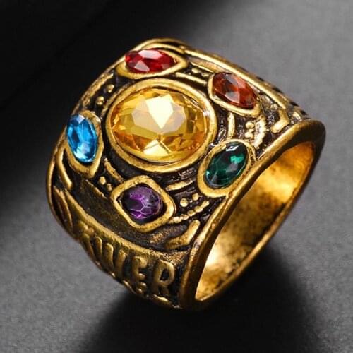 Infinity Gauntlet Ring Cosplay Alloy Rings Jewelry Crystal Prop Jewelry Accessories