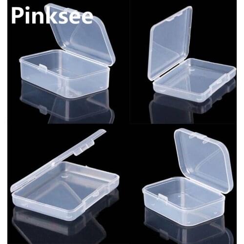 1PC Plastic Rectangular Clear Transparent Jewelry Storage Box Piercing Collection Container Organizer Display Case 8 Styles