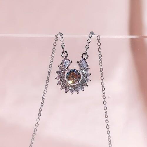 BELLA BOX Simple Moissanite Necklaces For Women 925 Sterling Silver Luxury White Geometry Pendant Engagement Anniversary Jewelry