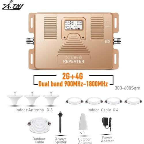 Full Set Dual Band 900/1800Mhz Mobile Signal Booster Cell Phone Signal Repeater Signal Amplifier for 2G 4G users large cover