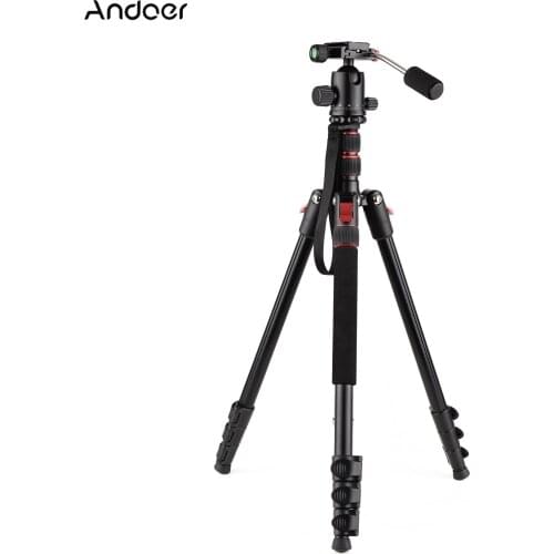 Andoer Portable Camera Tripod Stand Monopod 4-Section with Quick Release Ball Head for DSLR SLR Camera Travel Tripod