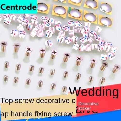 Basin faucet handle red and blue standard handle fixing screw accessories screw top silk decorative cap cold and hot mark 2Pcs