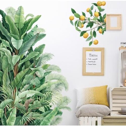 Removable Banana Leaves Wall Stickers Green Plants Corner Door Decoration Waterproof Bedroom Wall Painting Home Accessories Art