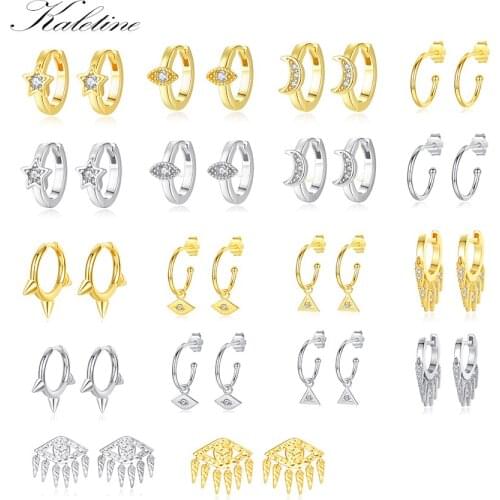 KALETINE Evil Eye Star Moon Tassel Drop Earrings for Women 925 Sterling Silver Small Earrings Drop Steampunk Accessories Jewelry