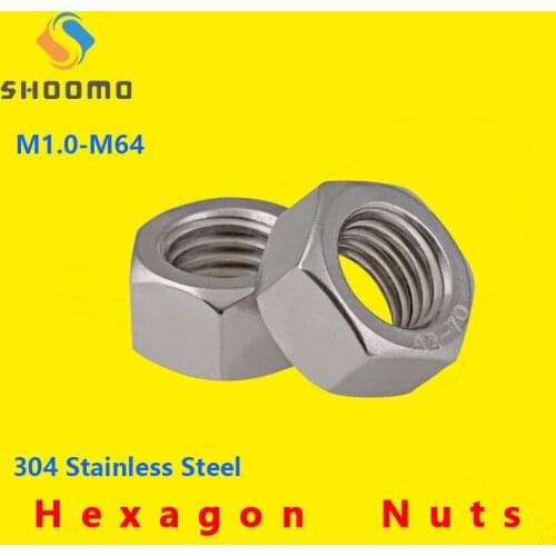 Hex Hexagon Nut Hexagon Nuts Metric Thread Hex Nut Hexagonal Nut Screw Cap Hexagon Nut 304 Stainless Steel DIN934