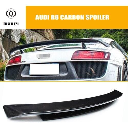 GT Style R8 Carbon Fiber Rear Trunk Spoiler for Audi R8 V8 V10 2007 - 2016 Auto Racing Car Styling Rear Lip Wing Spoiler