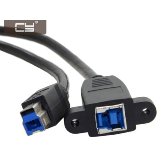 CY Super Speed USB 3.0 Backpanel Mount B Female to Male B Type Extension Cable 0.5M