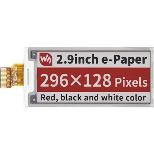 Tri-Color Red / Black / White 2.9inch E-Ink Raw Display Panel B Type, 296×128 Resolution without PCB
