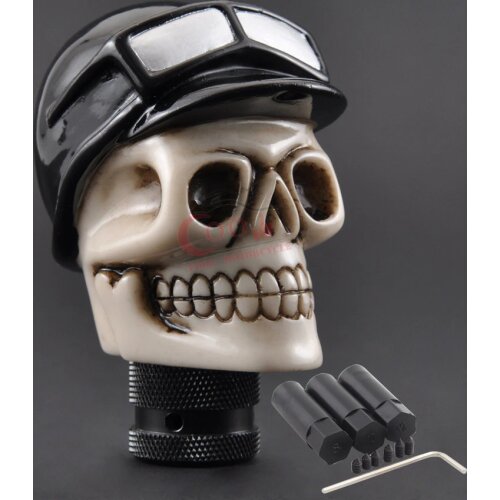 Universal Car Truck Manual Stick Square mirror helmet Gear Shift Knob Lever Shifter Skull Head Hat New