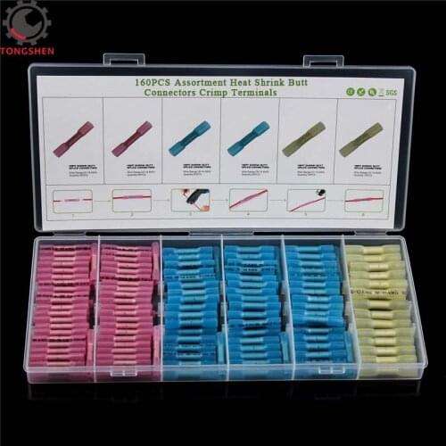 Waterproof Heat Shrink Butt Terminal Insulated Butt Electrical Splice Wire Connectors Cable Crimp Terminal Connector AWG 22-10