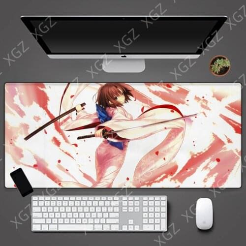 XGZ Anime Brown Long Hair Girl Black Locking Mouse Pad Desktop Heating Mouse Pad Support Custom Keyboard 900x400mm Desktop Pad