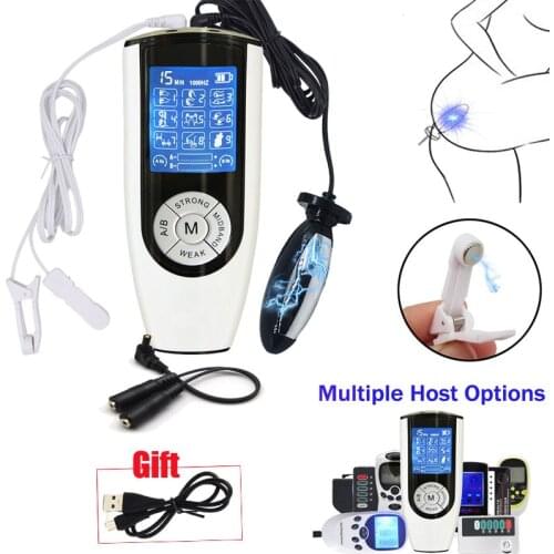 Electro Shock Anal Butt Plug Vagina Plug Electric Stimulate Nipple Clamps Orgasm Masturbator Woman E-stim Sex Game Bdsm Toys Kit