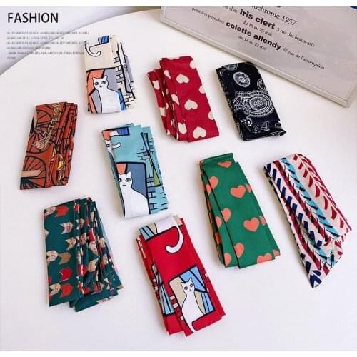 Woman Ribbon Headband Hair Scarf Girls French Style Silk Womens Bandana 2021 Fashion Summer Spring Sweet Bow Hair accessories