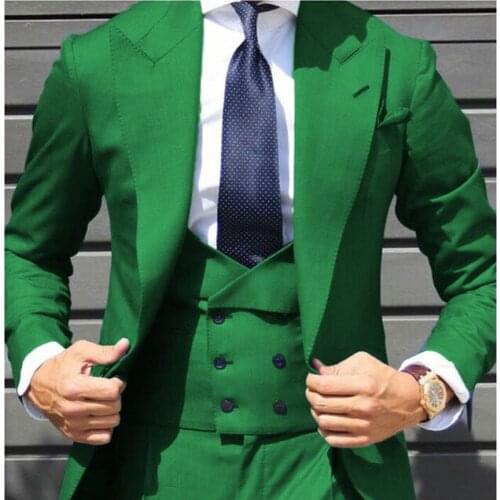 New 3 Colors Bridegroom Men Suits With Double Breasted Vest Costume Homme Ternos Masculino Slim Fit Tuxedo Men Blazer 3 Pieces