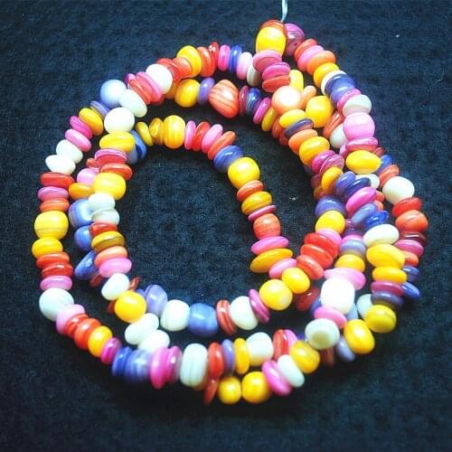 1 strings =80cm length shell beads chips mother of pearl disc size 5-8mm beads strings for women bracelets making parts wholesa