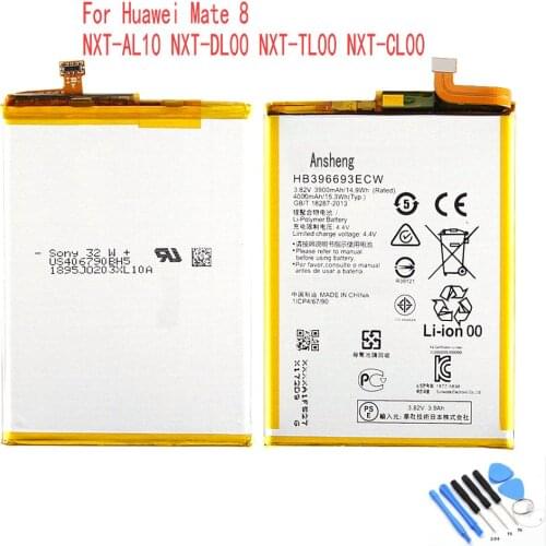 100% NEW Original 4000mAh HB396693ECW Battery For Huawei Mate 8 NXT-AL10 NXT-TL00 NXT-CL00 NXT-DL00 Mobile Phone