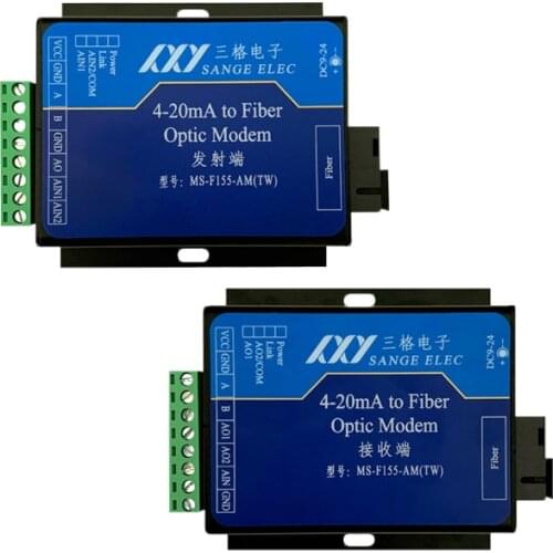 2 Channels 4-20mA Analogue Collection Module Current to Optical Fiber Conversion Transceiver Extend Communication Two-way 485