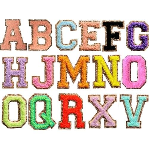 26 English Letters Alphabet Towel Embroidered Chenille Patches Clothing Bags Jacket Sew On Accessory DIY Name Stickers Applique