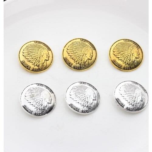 3pcs/lot 33MM Retro Zinc Alloy Round Bronze Indian Chief Decorative Buttons Charms Pendants For DIY Accessories Free shipping