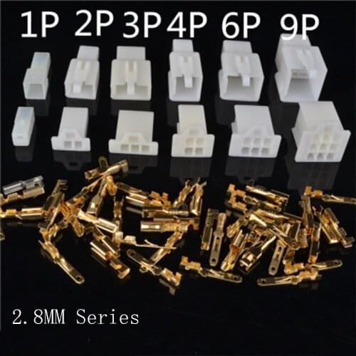 5set 1P/2P/3P/4P/6P/9P Pin 2.8MM Automobile Connectors Nylon Connector Wire Terminal For the Auto Car and Motor