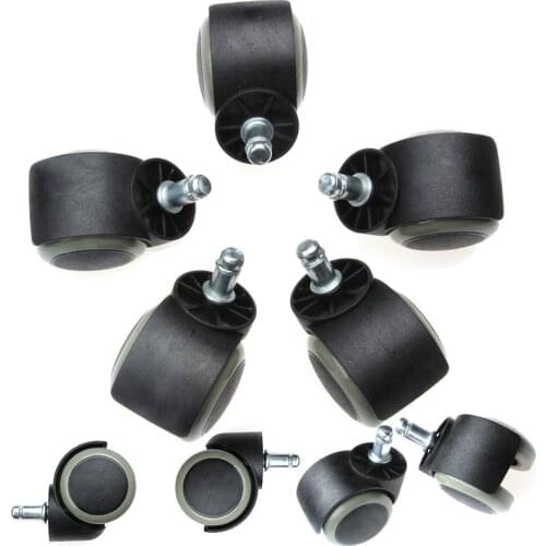 5PCS/Lot Heavy Duty Black & Brown Plastic Caster 50mm Spring Swivel Wheels Trolley Furniture Caster Rubber