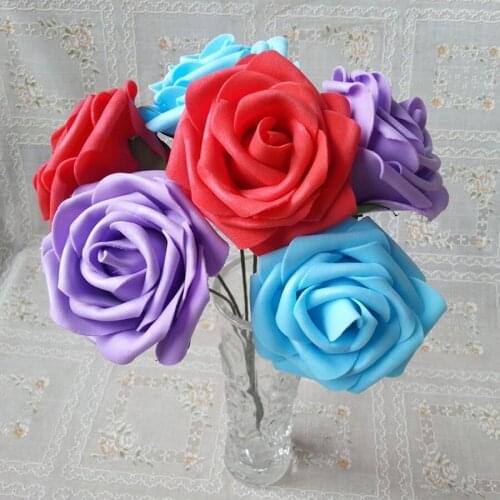 NEW 50pcs Roses Decorative Flower Bouquet Artificial PE Foam Flower For Wedding Bride Party Home DIY Christamas Decoration