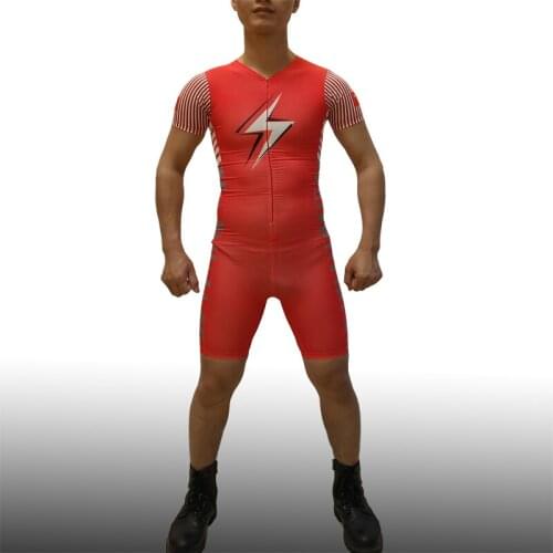 Badiace Lightning Man Tight Fast Running Speedsuit One Piece Sleeveless Suit Track and Field Bodywear Man Tight Rashguards