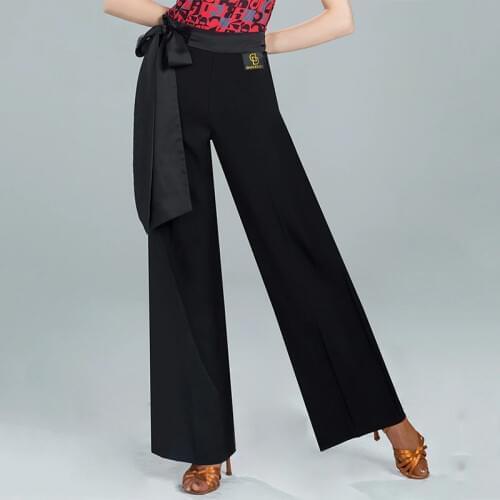 Ballroom Latin Dance Pants Lady Black Trousers Modern Flamengo Tango Chacha Dancing Clothes Women Stage Performance Wear DN3150