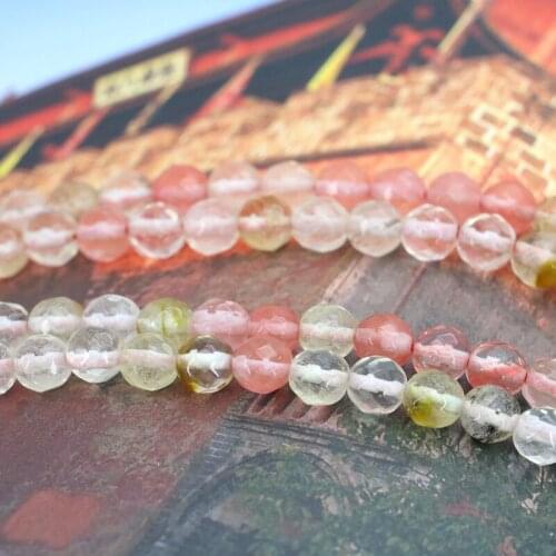 Hot 6mm Faceted pink multicolor watermelon tourmaline 15" DIY loose beads suitable women making jewelry gift