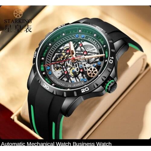 Watch Fluorine Rubber Strap Fashion Explosion Type Automatic Mechanical Watch Business Watch Men