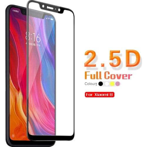 Colorful Full Coverage Tempered Glass For Xiaomi Mi 8 Screen Protector Film Glass Clear Front Cover Guard Sheild + Cloth Tools