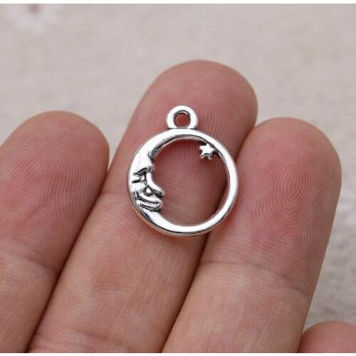 JAKONGO 20pcs Silver Plated Moon Charms Pendants for Jewelry Making Bracelet Earrings Necklace DIY Craft Accessories 17mm