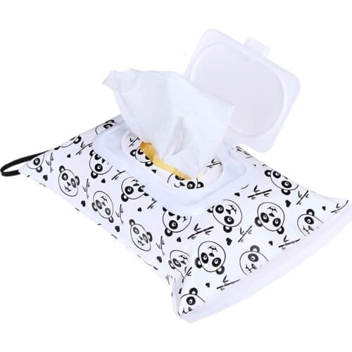 Eco-friendly Easy-carry Snap-strap Wipes Container Wet Wipes Bag Clamshell Cosmetic Pouch Clutch and Clean Wipes Carrying Case