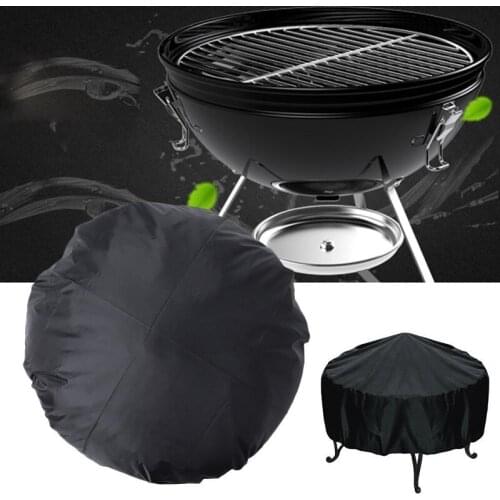 112CM Round Grill Cover Waterproof Dustproof Terrace Fire Pit Cover Outdoor Garden Anti-UV Furniture Cover