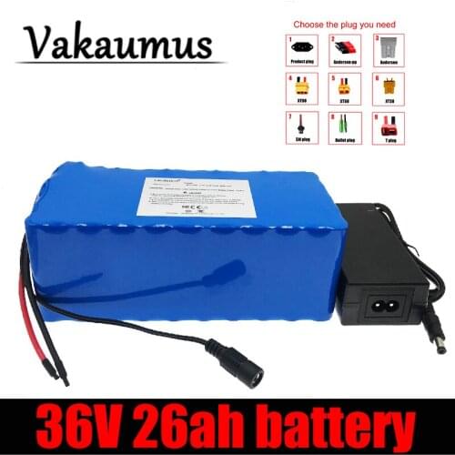 Vakaumus 36V 26Ah 18650 Li-Ion Battery Pack High Power Balance Car Motorcycle Electric Bicycle Scooter 25A BMS+42V 2A Charger