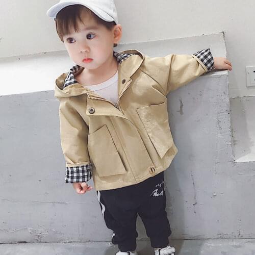 Fashion Boys Spring Plaid Jackets Hooded Boys & girls clothing Kids Coats Jacket for Baby tops Girl Clothes windbreak coat
