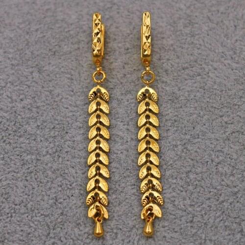 Trendy 18k Gold Copper Plated Plant Leaf Dangle Drop Earrings For Women Girls Fashion Jewelry Accessories Wedding Party GiftGi