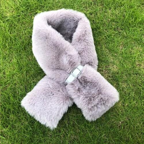 Fashion Scarf Female Autumn and Winter New Fur Rabbit Plush Thick Warm Scarf Solid Color